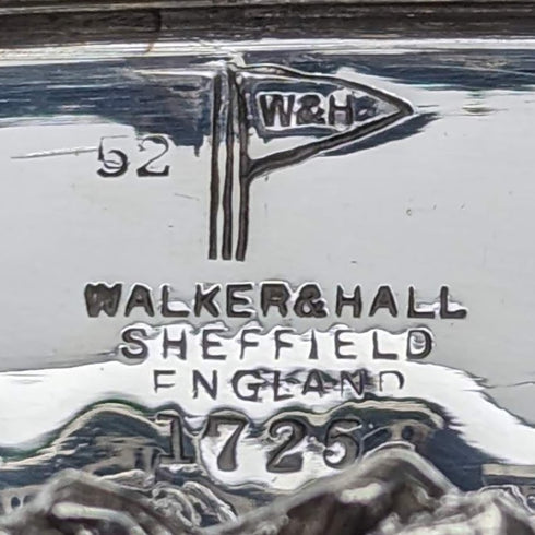 英國古董銀盤貝殼式餅乾保溫器 Walker and Hall